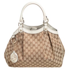 Gucci Beige GG Canvas and Leather Medium Sukey Tote