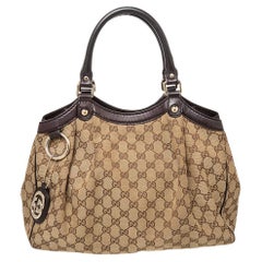 Gucci Beige GG Canvas and Leather Medium Sukey Tote