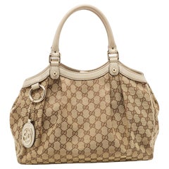 Gucci Beige GG Canvas and Leather Medium Sukey Tote