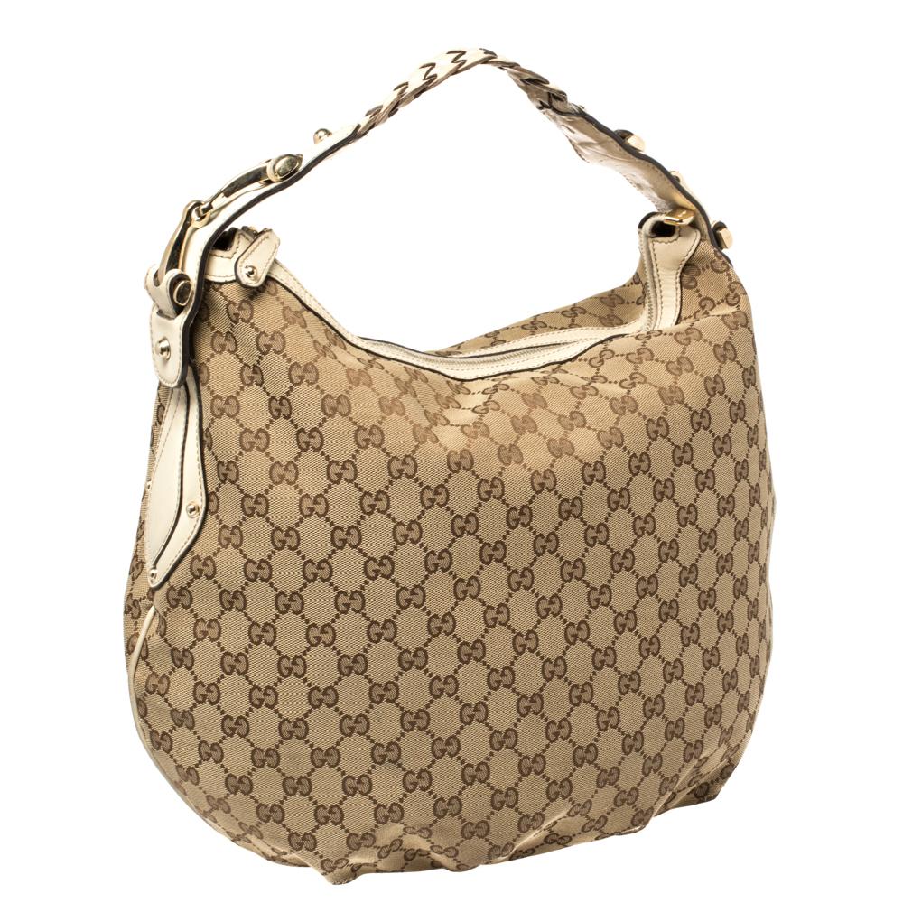 Women's Gucci Beige GG Canvas and Leather Pelham Hobo