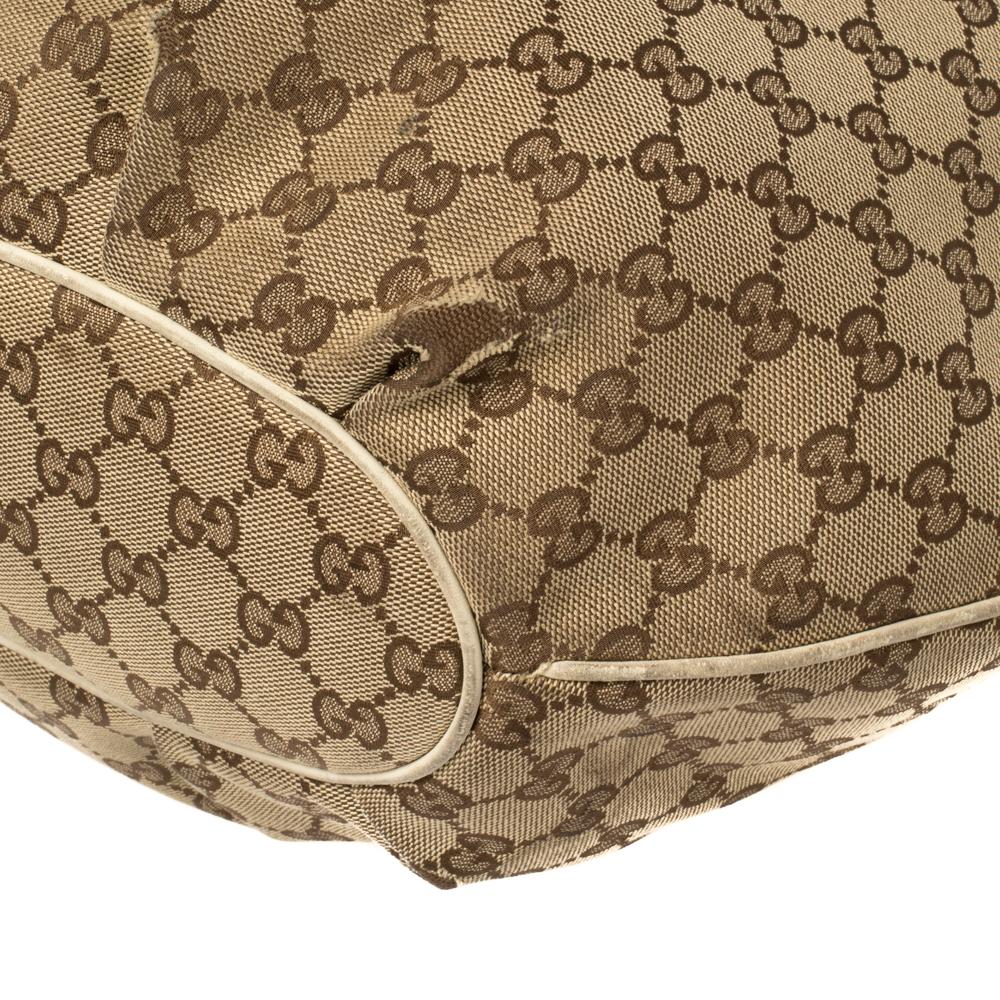 Gucci Beige GG Canvas and Leather Pelham Hobo 2