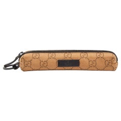 Gucci Beige GG Canvas and Leather Pencil Case