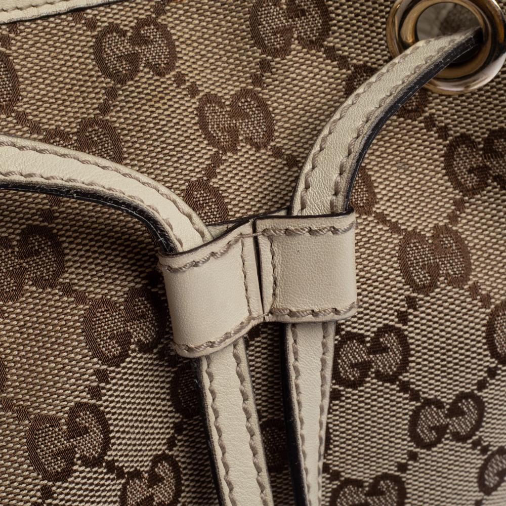Gucci Beige GG Canvas and Leather Preggy Braided Bamboo Tassel Tote 3
