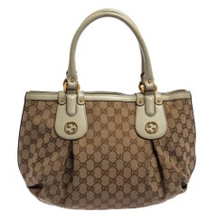 Gucci Beige GG Canvas and Leather Small Interlocking G Scarlett Tote