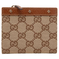 Gucci Beige GG Canvas And Leather Studded Wallet