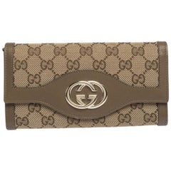 Gucci Beige GG Canvas and Leather Sukey Continental Wallet