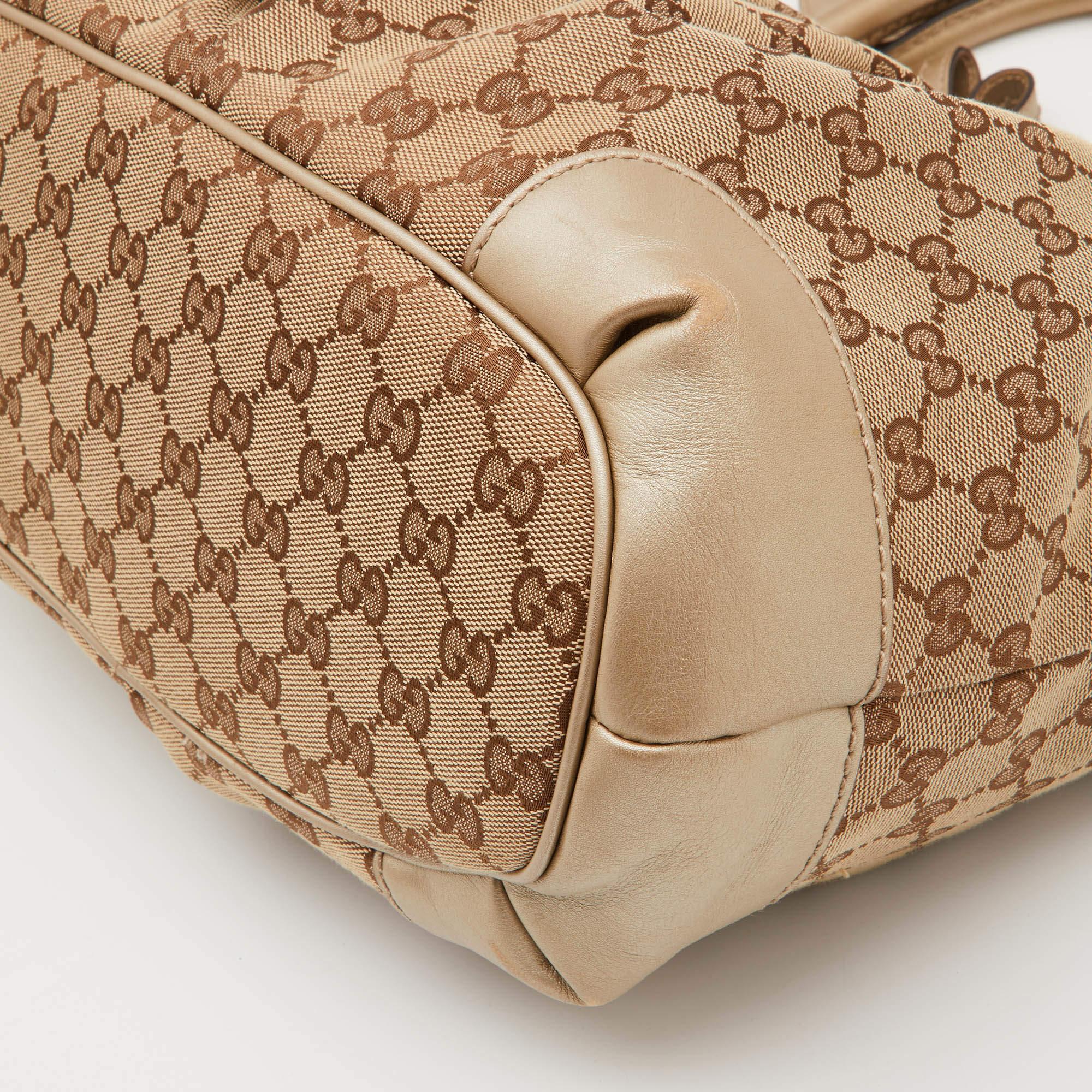 Gucci Beige GG Canvas and Leather Sukey Tote 2