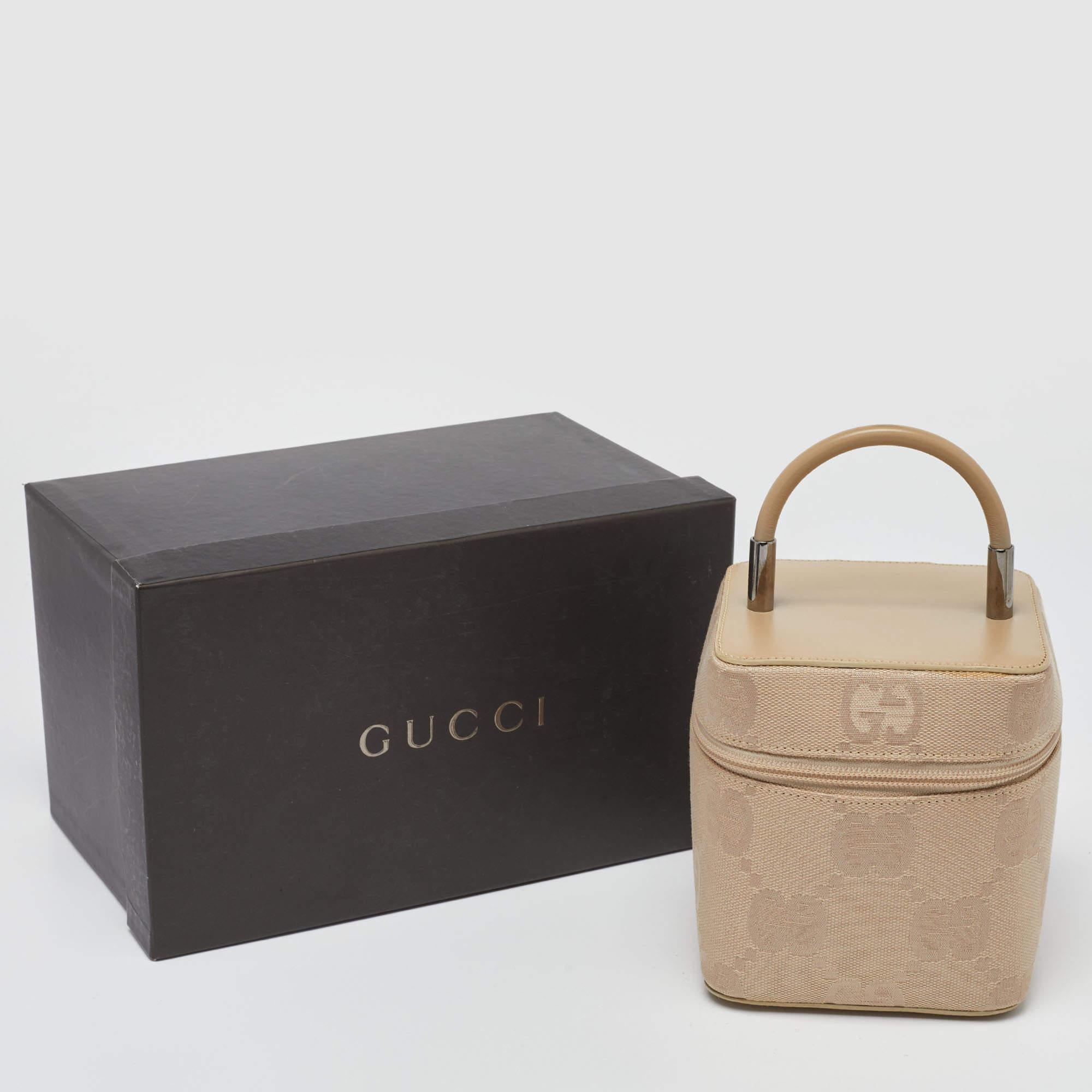 Gucci Beige GG Canvas and Leather Vanity Bag 8