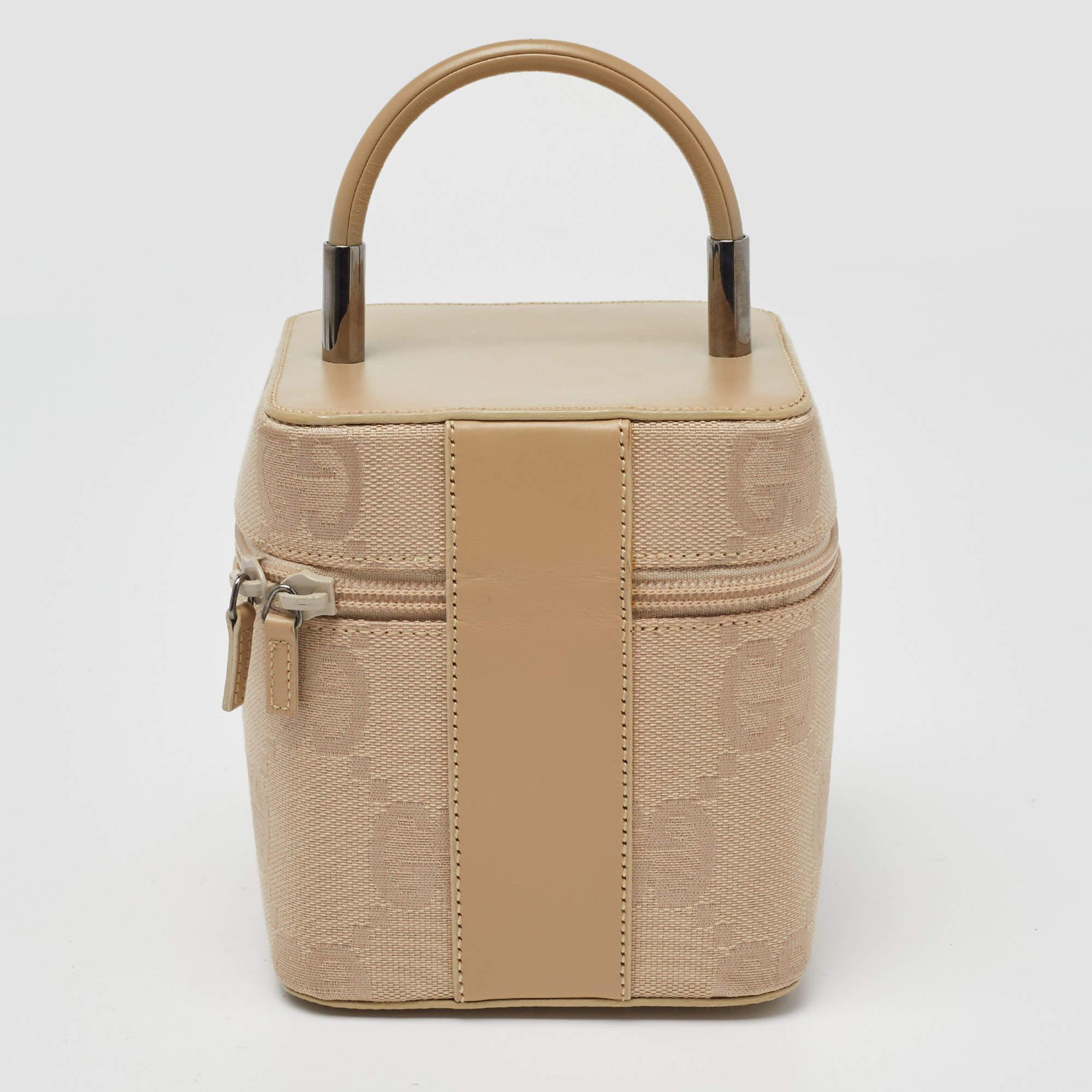 Gucci Beige GG Canvas and Leather Vanity Bag 1