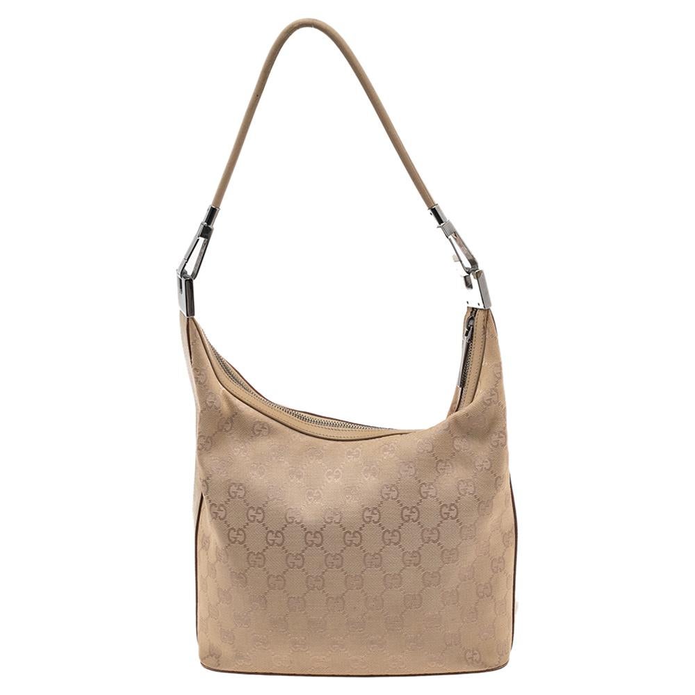 Gucci Beige GG Canvas and Leather Vintage Shoulder Bag 7