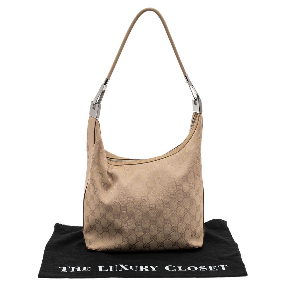 Gucci Beige GG Canvas and Leather Vintage Shoulder Bag 5