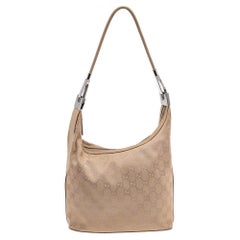 Gucci Beige GG Canvas and Leather Vintage Shoulder Bag