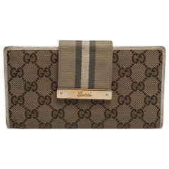Gucci Beige GG Canvas and Leather Web Continental Wallet