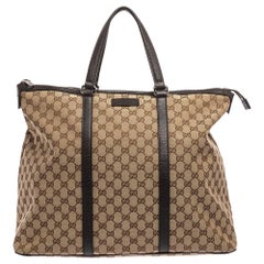 Gucci Beige GG Canvas and Leather Weekender Tote
