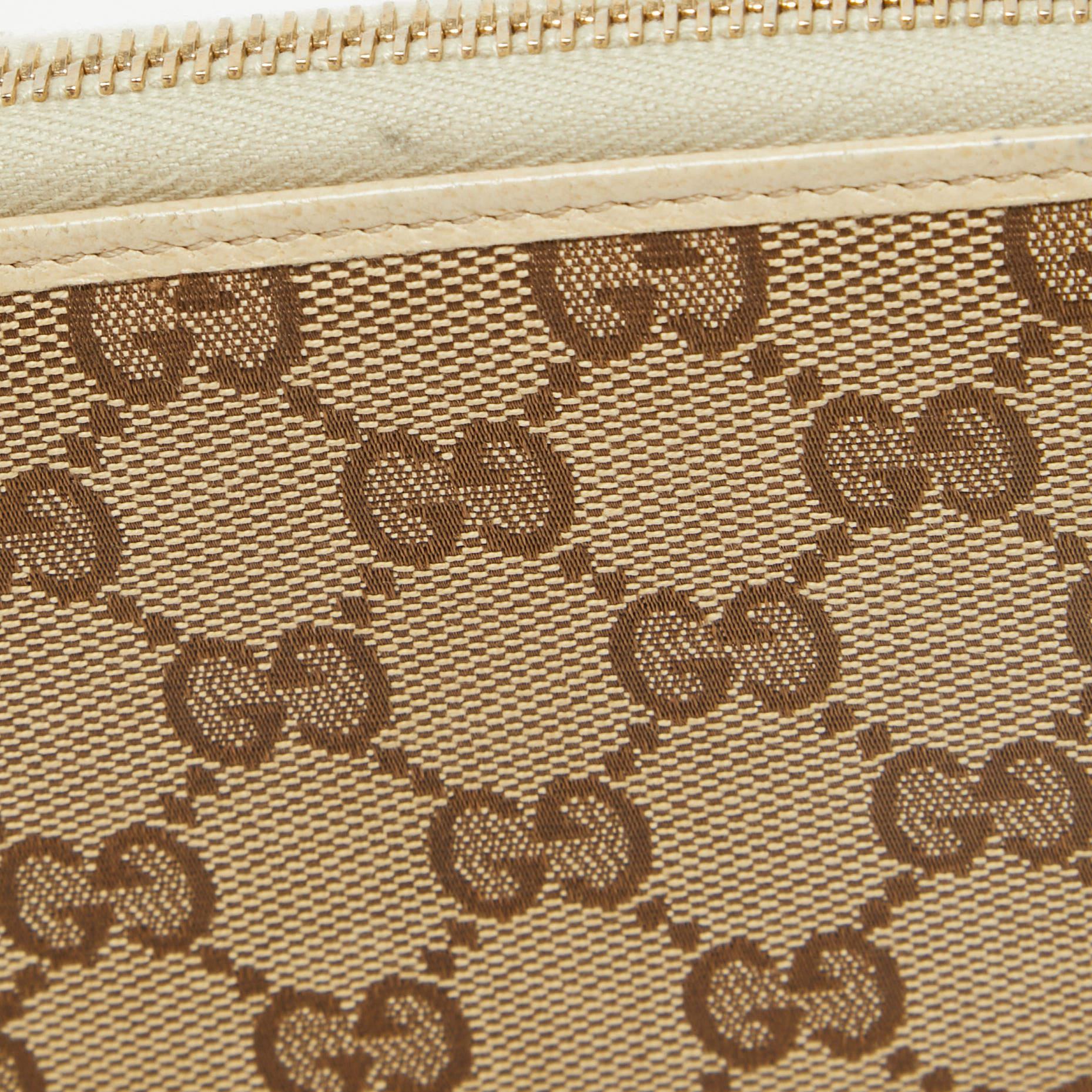 Gucci Beige GG Canvas and Leather Zip Continental Wallet For Sale 2
