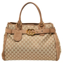 Gucci Beige GG Canvas and Nubuck Large GG Running Satchel