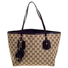 Gucci Beige GG Canvas and Patent Leather Medium Jolie Charm Tote