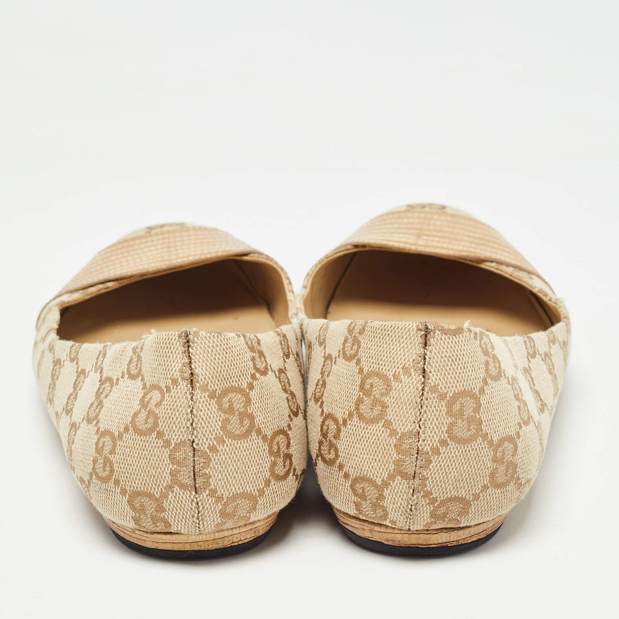 Gucci Beige GG Canvas Ballet Flats Größe 38.5 im Angebot 1