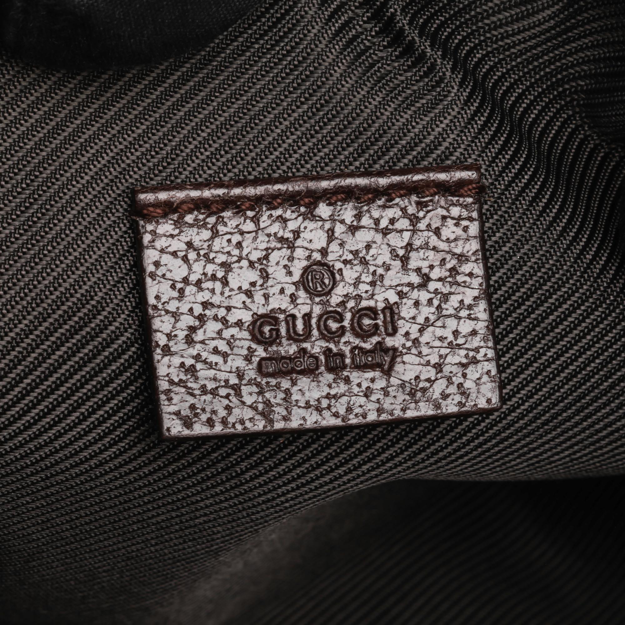 GUCCI Beige GG Canvas & Brown Calfskin Leather Vintage Small Pochette 4