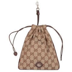 Gucci Beige GG Canvas & Calfskin Leather Minuet Mini Charm Pouch