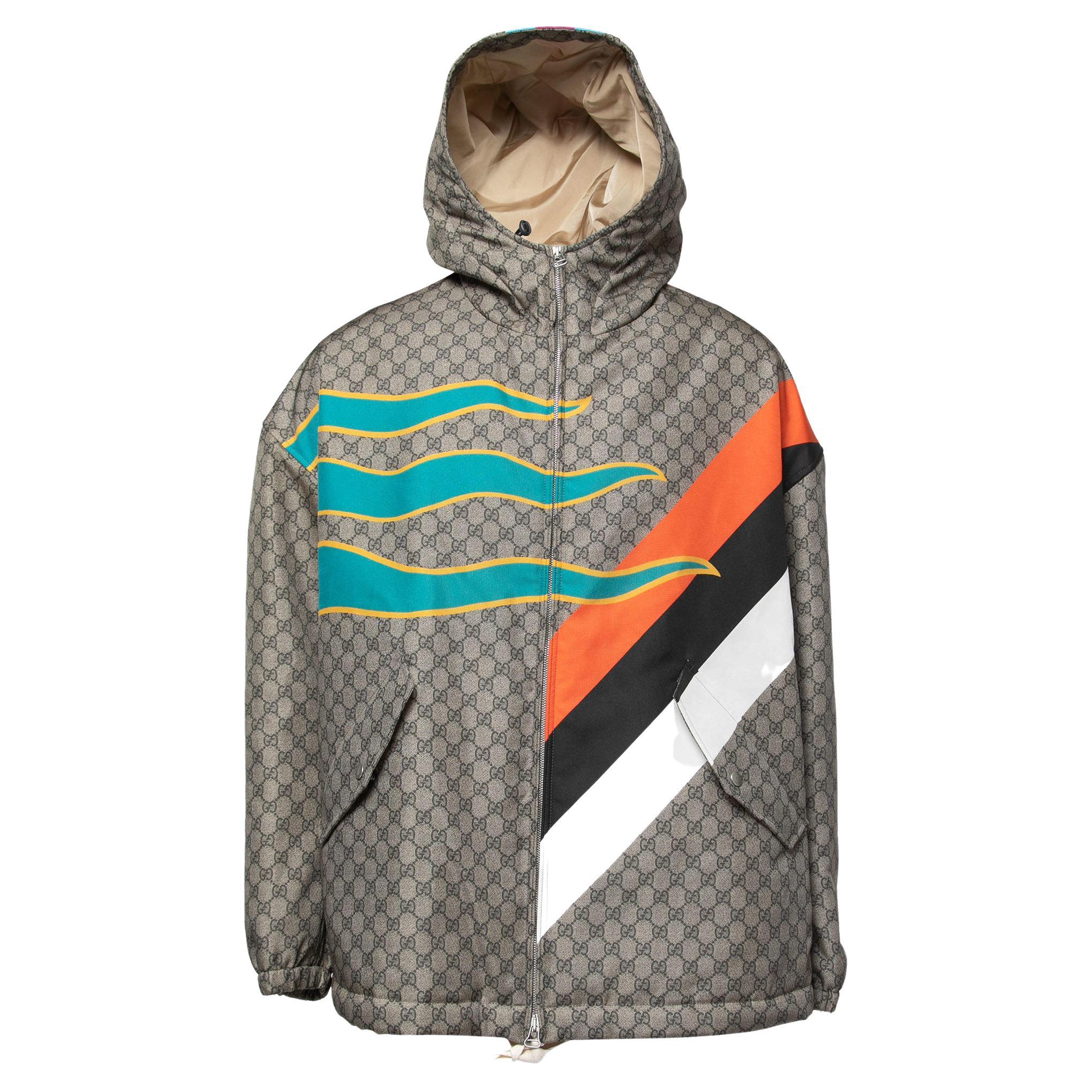 Gucci Beige GG Canvas Centrum Hooded Jacket XL