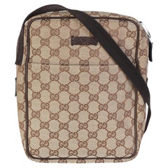 Gucci Beige GG Canvas Front Pocket Crossbody Messenger Bag