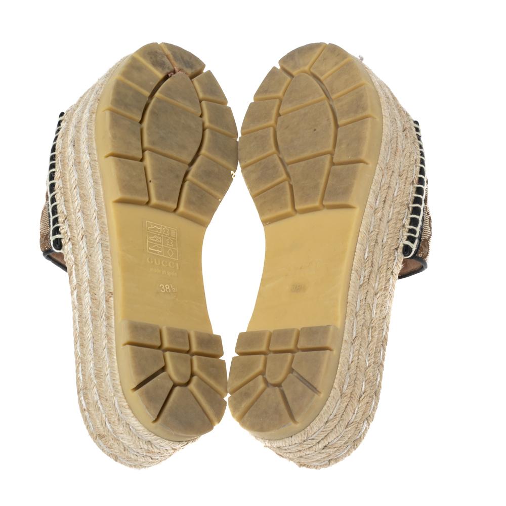 gucci beige canvas gg espadrille slides