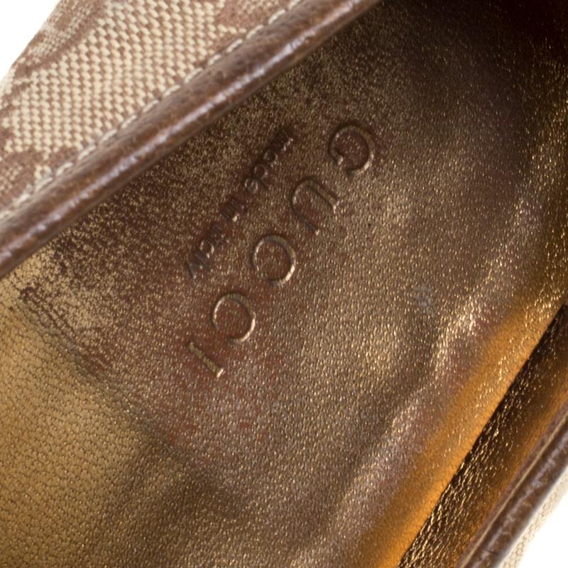 Women's Gucci Beige GG Canvas Horsebit Loafers Size 38.5