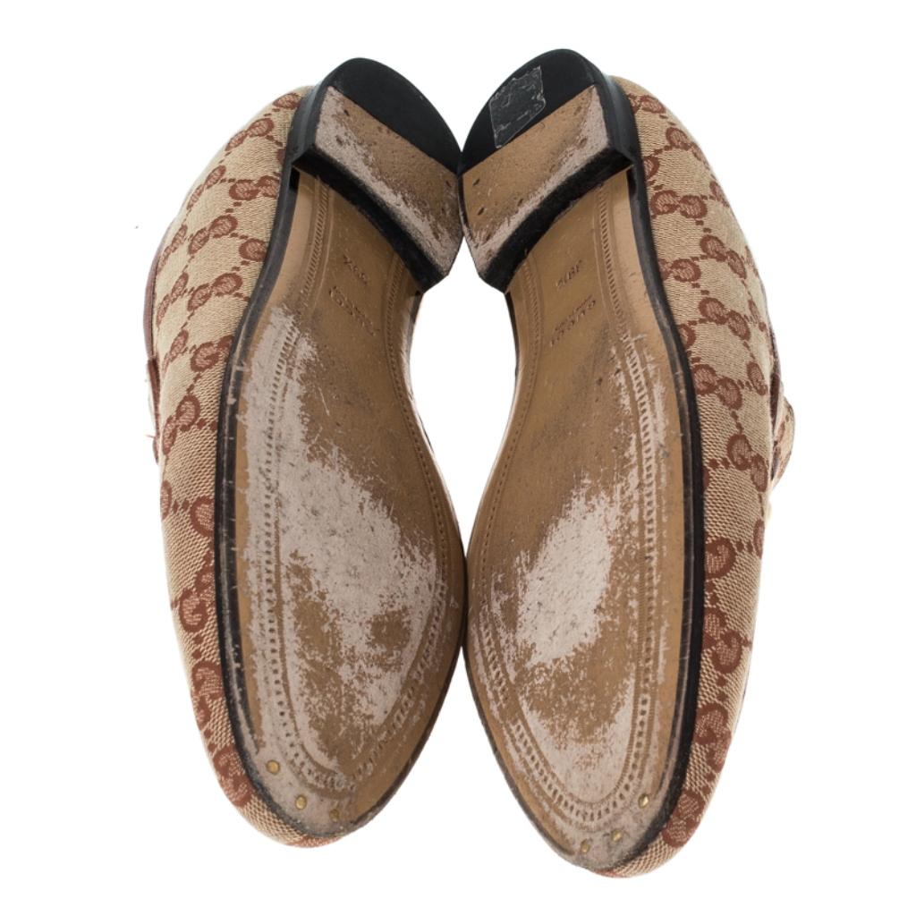 Gucci Beige GG Canvas Jordaan Horsebit Loafers Size 39.5 2