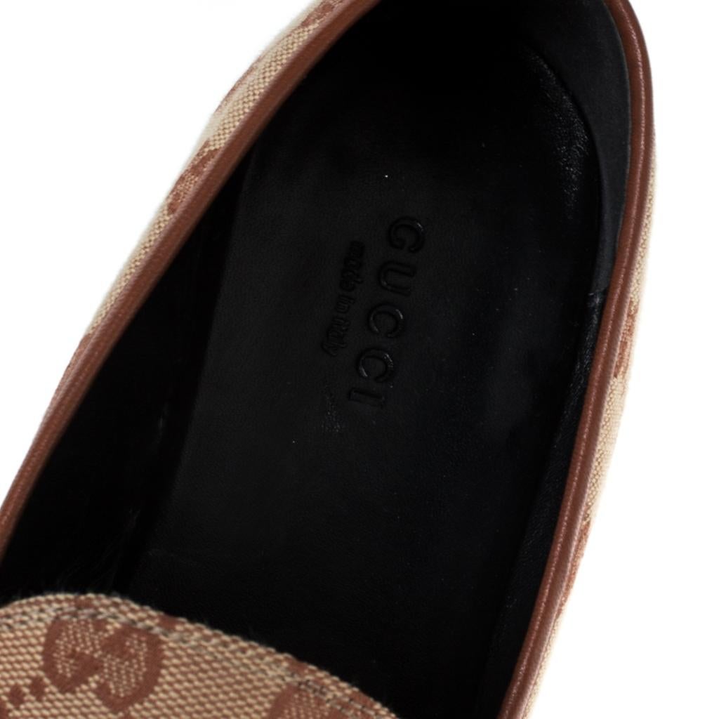 Gucci Beige GG Canvas Jordaan Horsebit Loafers Size 39.5 3