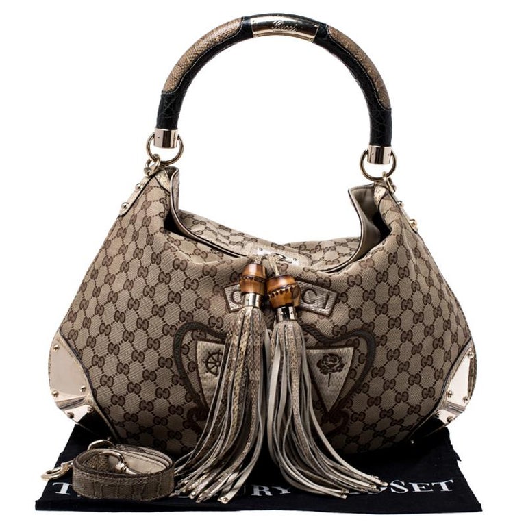 Gucci Black Canvas and Perforated Leather Reins Hobo Gucci | The Luxury  Closet