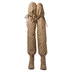 Gucci Beige GG Canvas Lisa Thigh High Boots Size 36