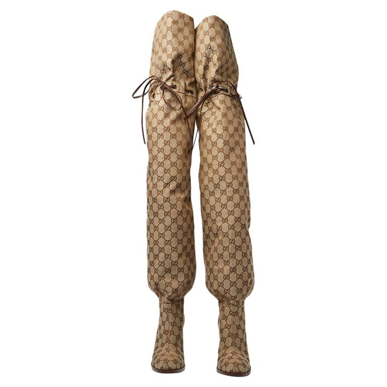 Gucci Gg Canvas Thigh-High Boots – Bluefly