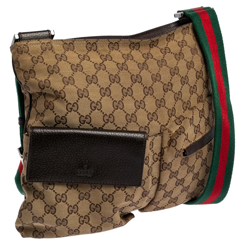 Black Gucci Beige GG Canvas Medium Messenger Bag