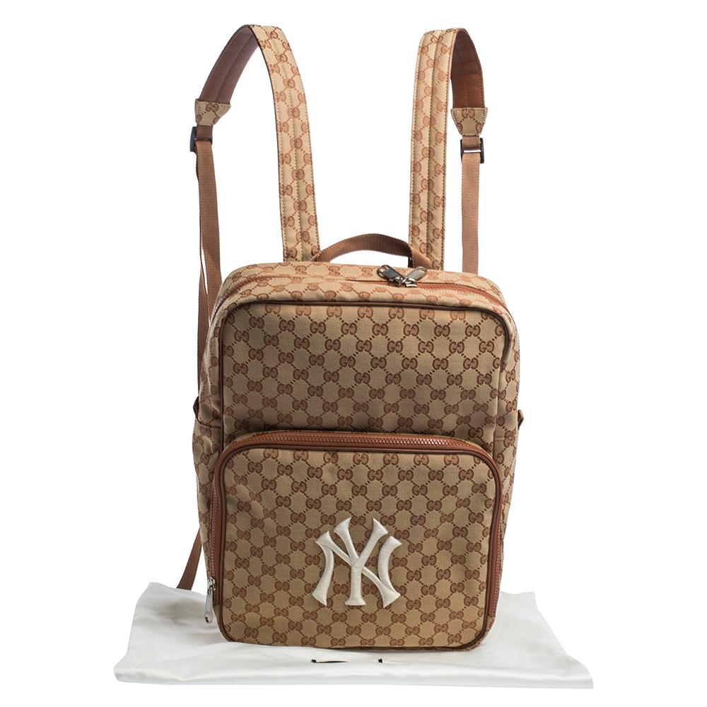 Gucci Beige GG Canvas Medium NY Yankees Backpack 6