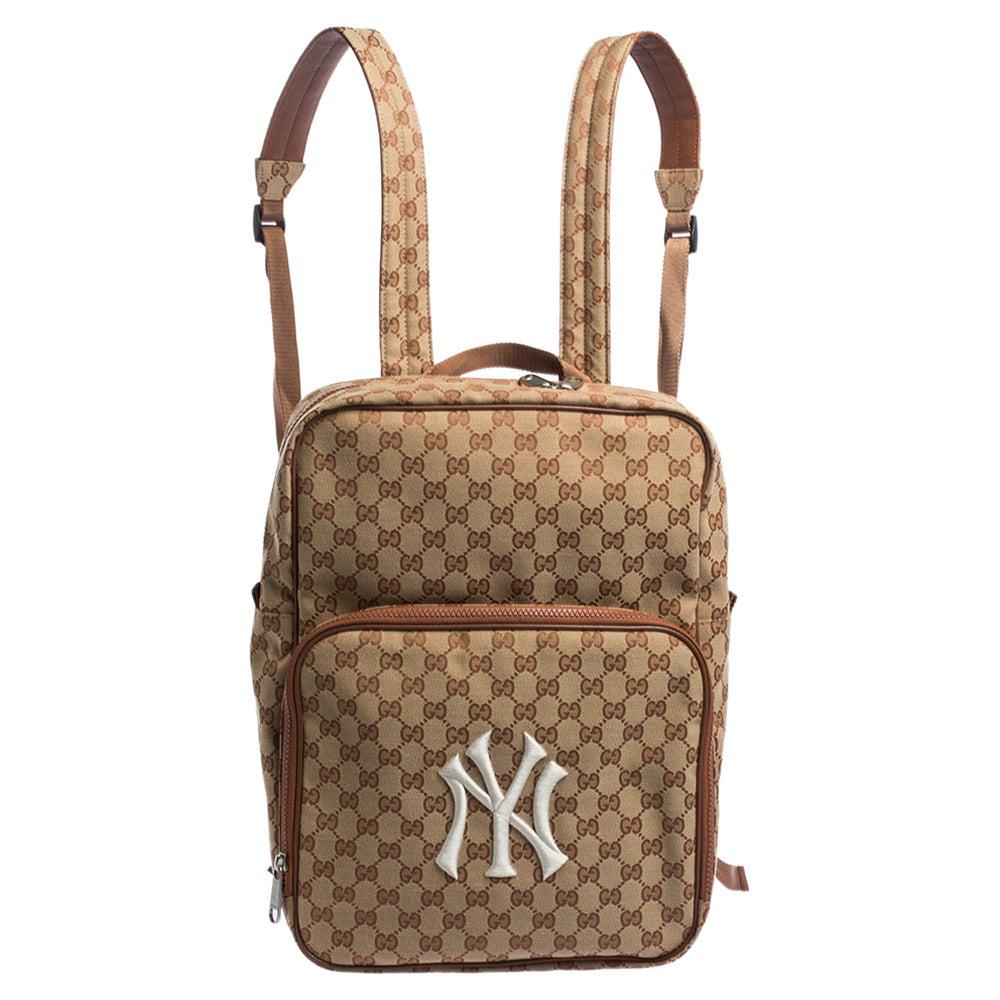 Gucci Beige GG Canvas Medium NY Yankees Backpack