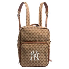 Gucci Beige GG Canvas Medium NY Yankees Rucksack