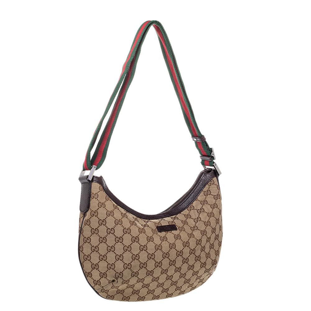 Gucci Beige GG Canvas Medium Web Messenger Bag Damen