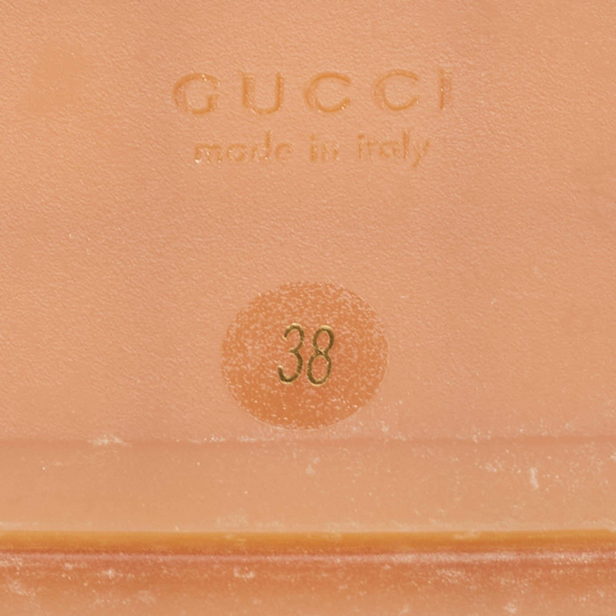 Gucci Beige GG Canvas Platform Flat Slides Size 38 3