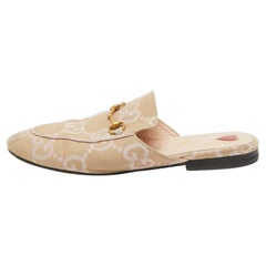 Gucci Beige GG Canvas Princetown Horsebit Flat Mules Size 40