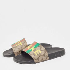 Gucci Beige GG Canvas Slide Flats Größe 38