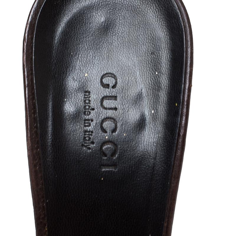 Black Gucci Beige GG Canvas Slip On Sandals Size 36
