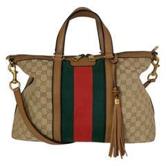 Gucci Beige GG Canvas Vintage Web Rania Tote Bag w/ Strap 309621 rt. $1, 820