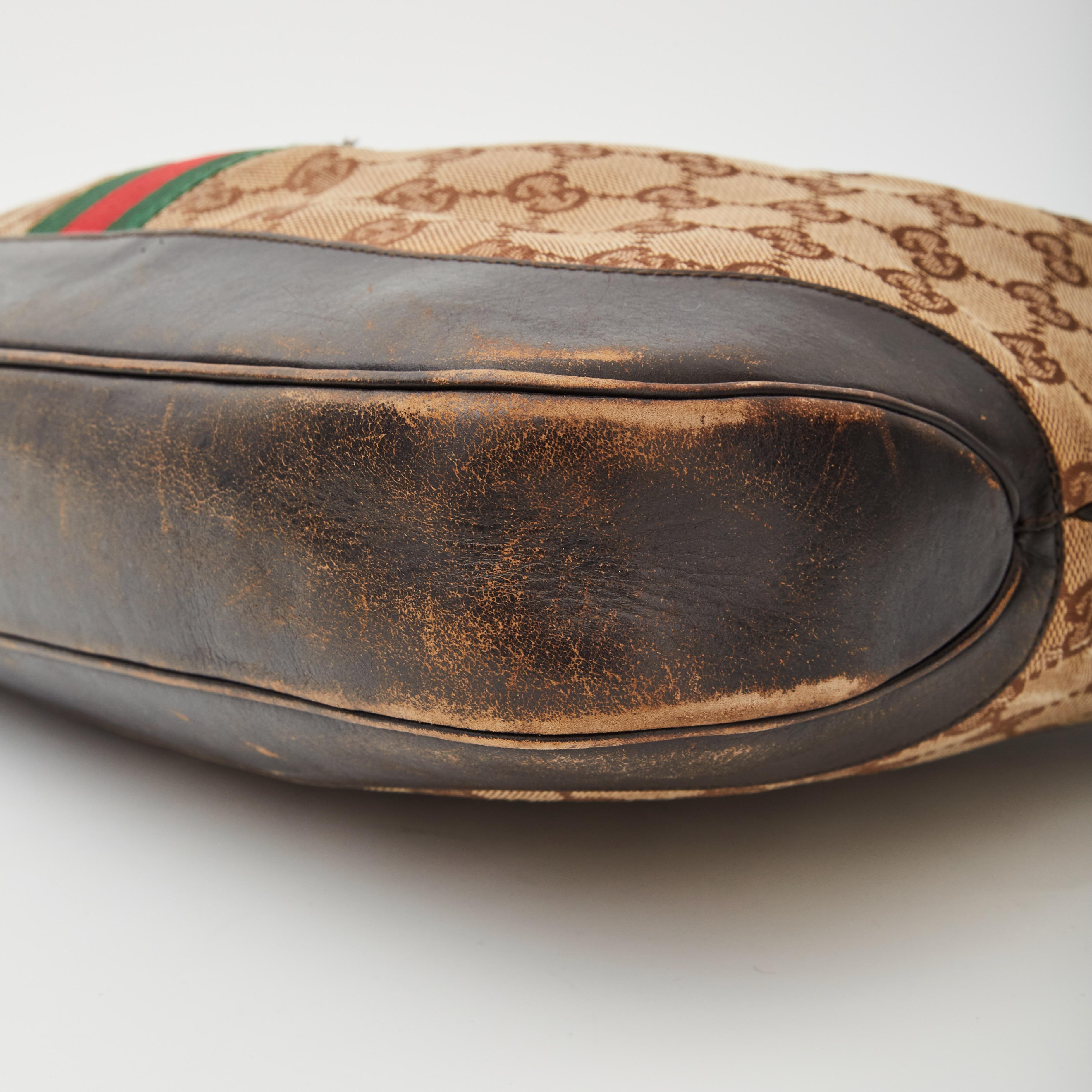 Gucci Beige GG Canvas Web Jackie Borsa a tracolla grande 1