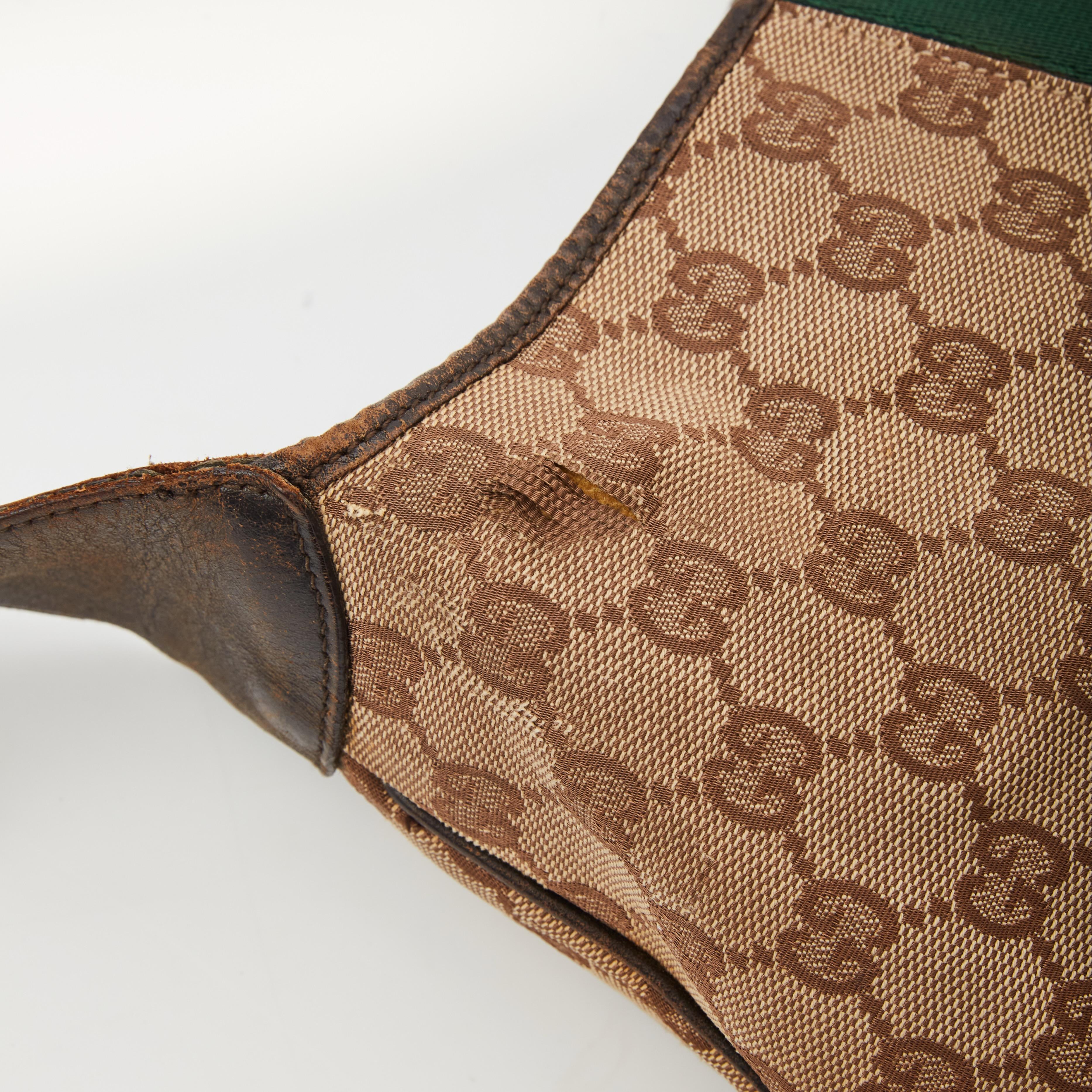 Gucci Beige GG Canvas Web Jackie Borsa a tracolla grande 3