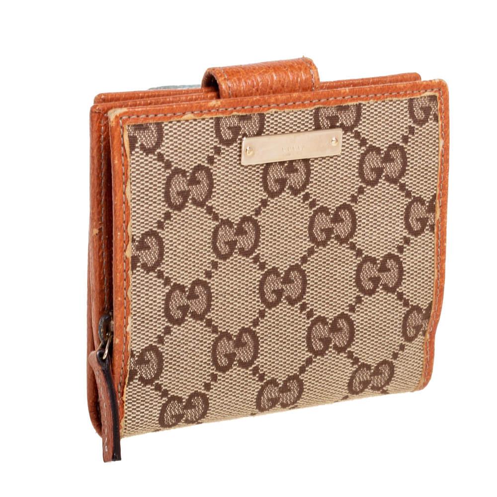 Gucci Beige GG Canvas Zip Around French Compact Wallet 1