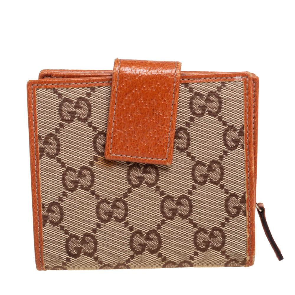 Gucci Beige GG Canvas Zip Around French Compact Wallet 2