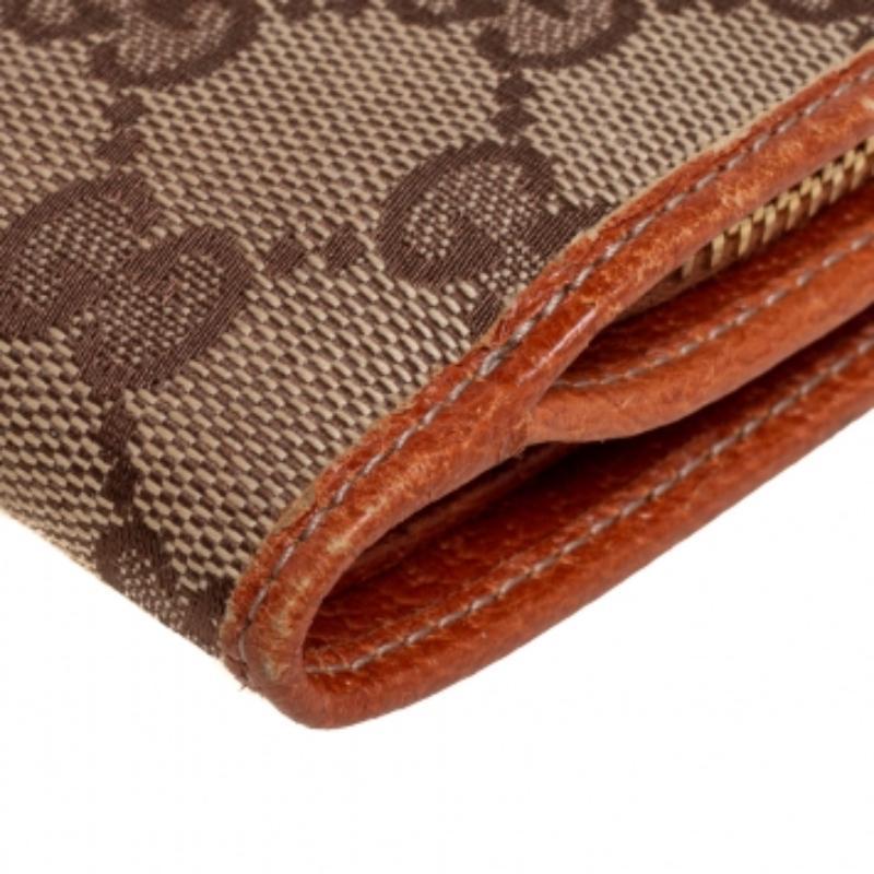 Gucci Beige GG Canvas Zip Around French Compact Wallet For Sale 3