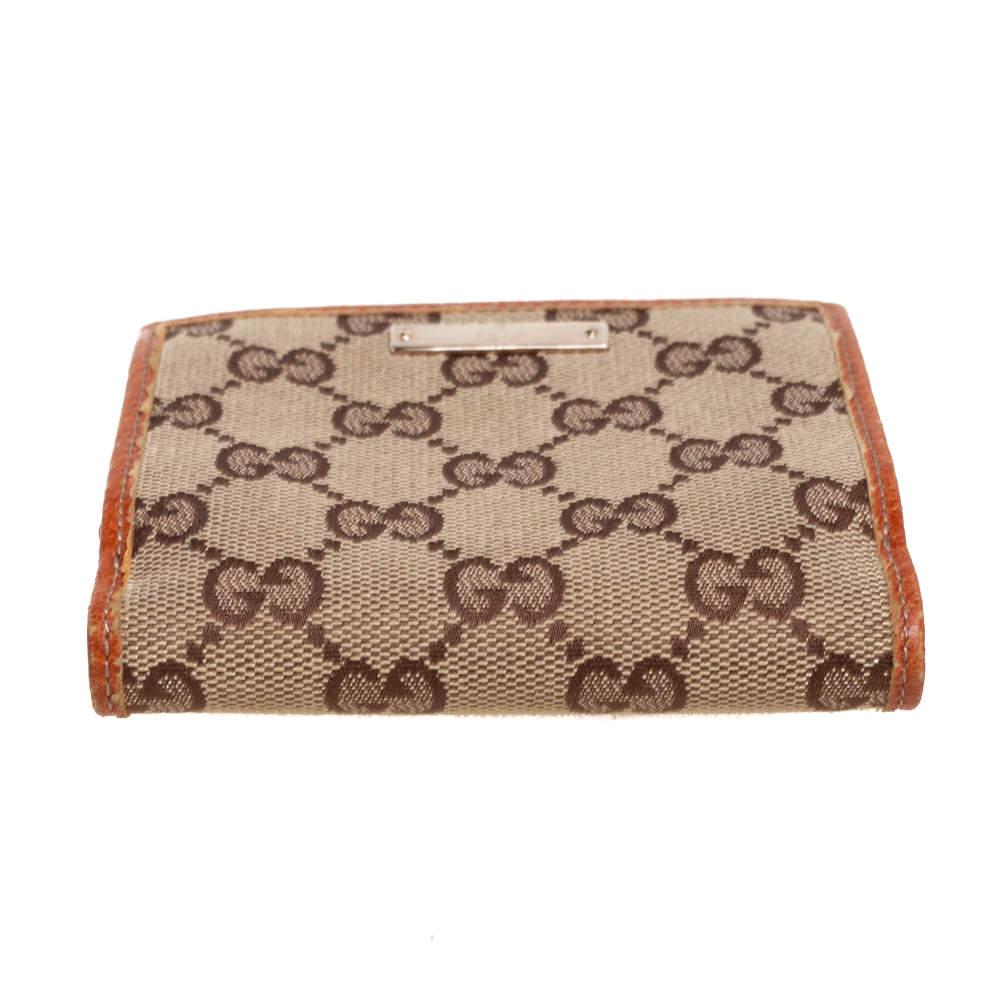 Gucci Beige GG Canvas Zip Around French Compact Wallet 4