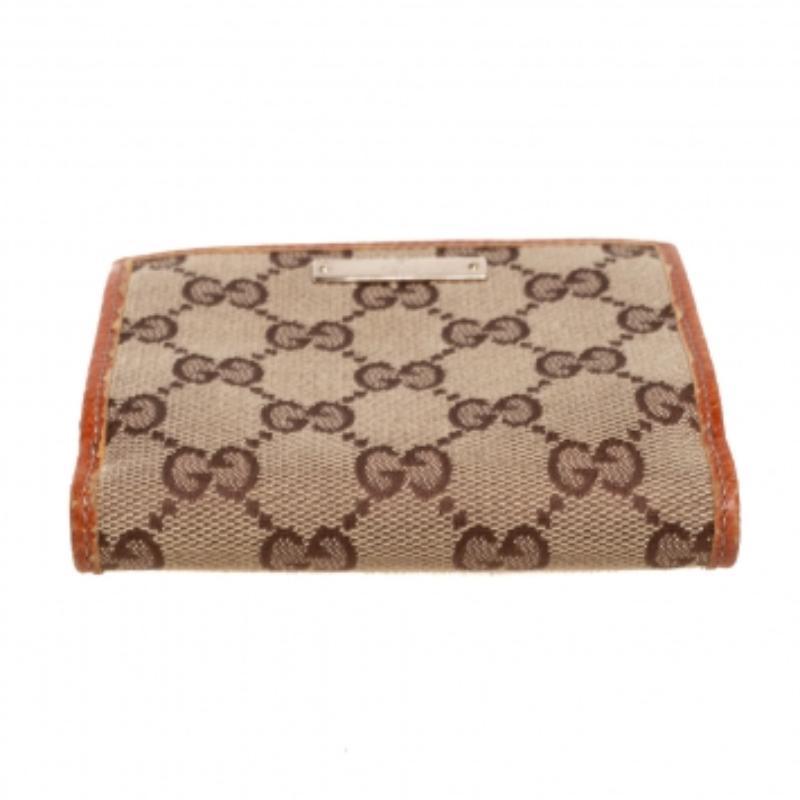 Gucci Beige GG Canvas Zip Around French Compact Wallet For Sale 4